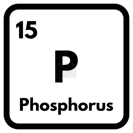 Icono de elemento químico de fósforo aislado sobre fondo blanco. Ilustración vectorial