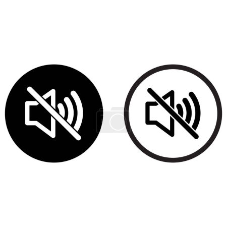 Volume mute icon set in two styles . Sound off icon vector . Speaker mute button icon