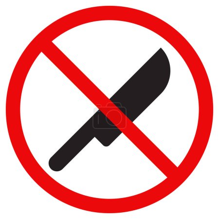 No hay señal de cuchillo. No hay arma permitida símbolo. Cuchillo prohibido vector icono. No hay señal de arma