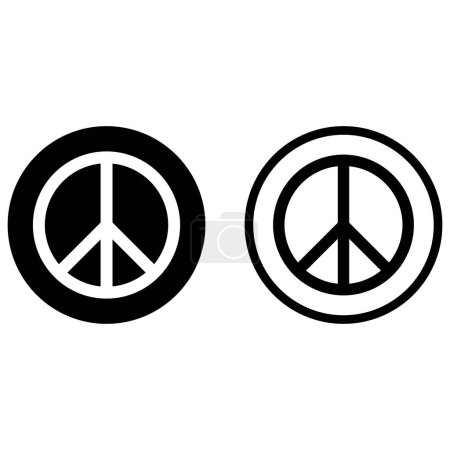 Icono de paz ambientado en dos estilos aislados sobre fondo blanco. Símbolo de paz vector icono