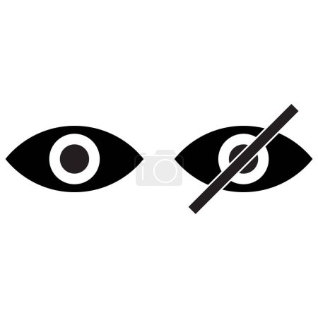Auge und keine Augensymbole. Sehen und nicht sehen Augensymbol. Icon anzeigen und verstecken. Vektorillustration