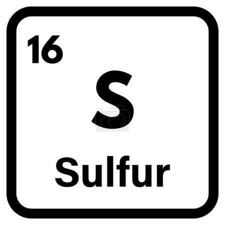 Icono de elemento químico de azufre aislado sobre fondo blanco. Vector