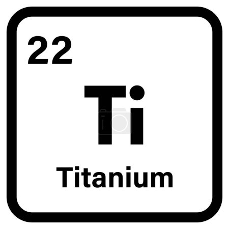 Icono de elemento químico de titanio aislado sobre fondo blanco. Vector
