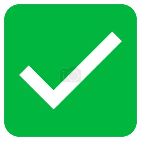 Icono de marca de verificación verde cuadrado. Botón web verde con signo de marca de verificación. Ilustración vectorial