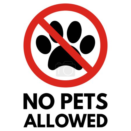 Ilustración de No se admiten mascotas icono. No hay señal de perros. Signo de prohibición sin icono de mascotas. No se permiten animales signo. Ilustración vectorial - Imagen libre de derechos