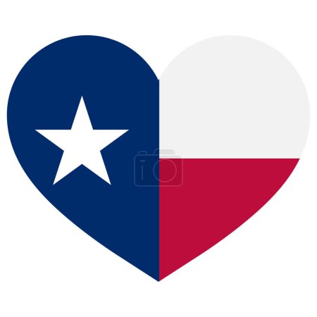 Ilustración de Bandera de Texas. Símbolo de amor Texas. Bandera de Texas en forma de corazón. Ilustración vectorial - Imagen libre de derechos