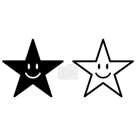Illustration for Smiling star icon set in two styles isolated on white background . Vector illustration - Royalty Free Image