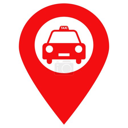 Icono de ubicación de taxi. Puntero de mapa con icono de taxi. Taxi parada ubicación icono vector