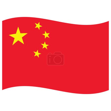 Ilustración de Bandera ondulada de China aislada sobre fondo blanco. Bandera china ondeando. Ilustración vectorial - Imagen libre de derechos