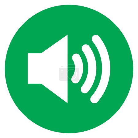 Grüne Lautsprecher-Ikone Sprachsymbol auf grünem Kreis. Tonikone. Audio-Icon-Vektor