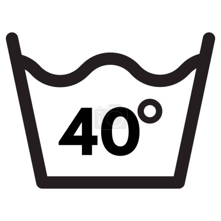 Laver à l'icône de 40 degrés. 40 icône de lavage de température vecteur isolé sur fond blanc