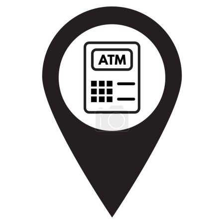 icône de localisation ATM isolé sur fond blanc. ATM carte de localisation pin icône vecteur