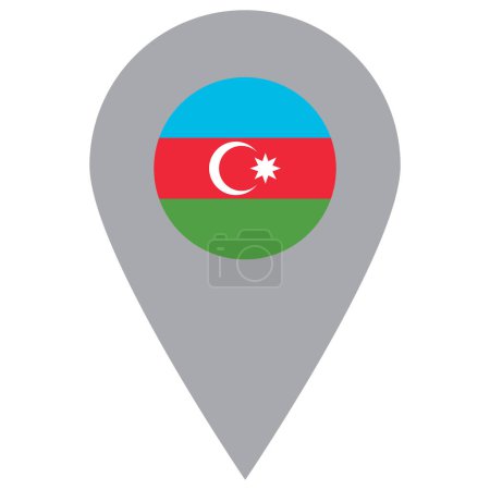 Téléchargez les illustrations : Azerbaijan location pin icon . Azerbaijan flag map marker pin icon vector . Azerbaijan gps locator pin icon - en licence libre de droit