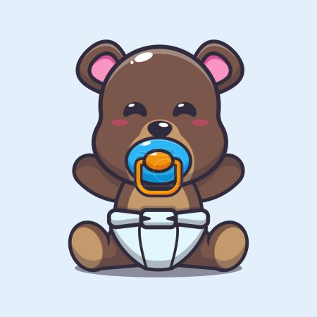 Ilustración de Cute baby bear cartoon vector illustration. Vector cartoon Illustration suitable for poster, brochure, web, mascot, sticker, logo and icon. - Imagen libre de derechos