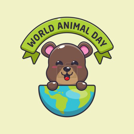 Photo for Cute bear cartoon vector illustration in world animal day.Vector cartoon Illustration suitable for poster, brochure, web, mascot, sticker, logo and icon. - Royalty Free Image