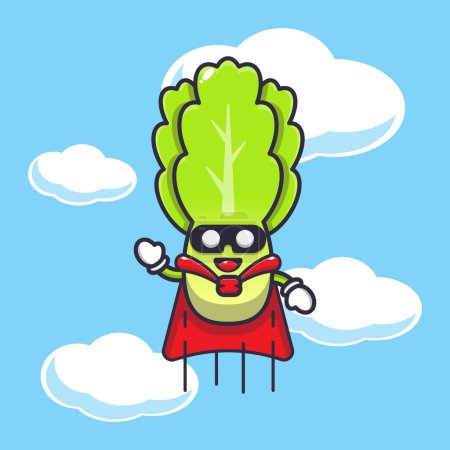 Illustration for Cute super lettuce cartoon vector illustration. - Royalty Free Image