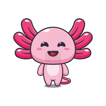 Téléchargez les illustrations : Cute axolotl mascot cartoon vector illustration - en licence libre de droit