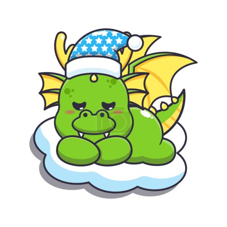 Illustration for Cute dragon sleep cartoon vector illustration. - Royalty Free Image