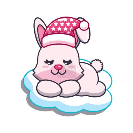 Illustration for Cute bunny sleep cartoon vector illustration. - Royalty Free Image