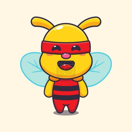 Illustration for Cute super bee cartoon vector illustration. - Royalty Free Image