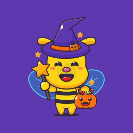 Illustration for Witch bee in halloween day. Cute halloween cartoon vector illustration. - Royalty Free Image