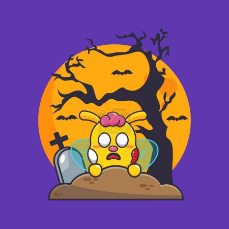 Téléchargez les illustrations : Zombie abeille lever du cimetière dans le jour d'Halloween. - en licence libre de droit