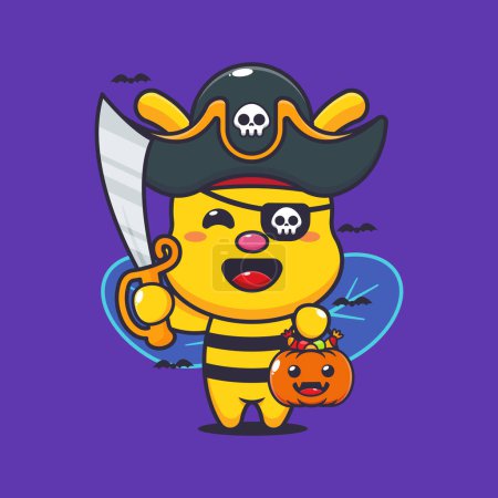 Téléchargez les illustrations : Pirates abeille dans le jour d'Halloween. - en licence libre de droit