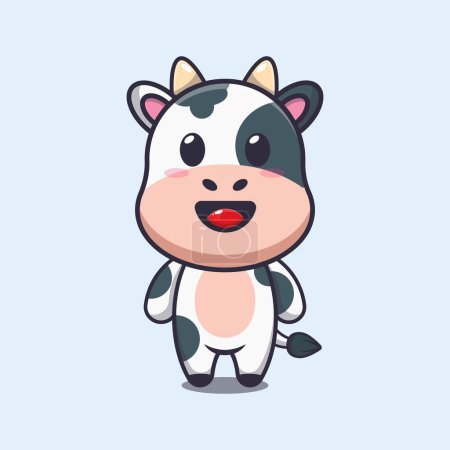 Téléchargez les illustrations : Illustration vectorielle dessin animé vache mignon. - en licence libre de droit