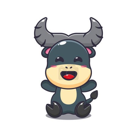 Illustration for Cute buffalo sitting cartoon vector illustration. - Royalty Free Image