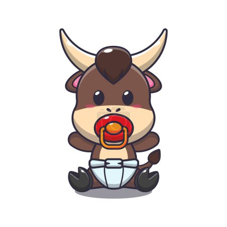 Illustration for Cute baby bull cartoon vector illustration. - Royalty Free Image