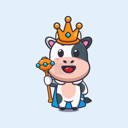 Illustration for Cute king cow cartoon vector illustration. - Royalty Free Image