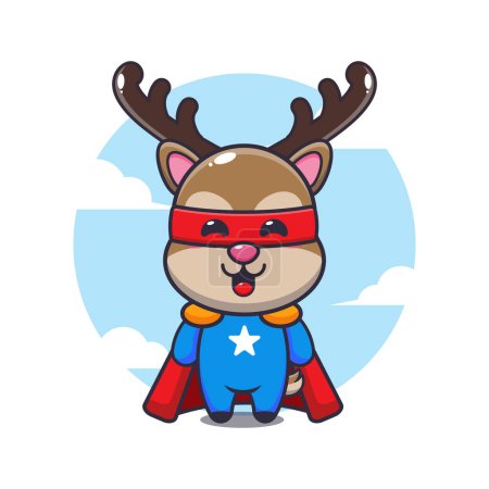 Illustration for Cute super deer cartoon vector illustration. - Royalty Free Image