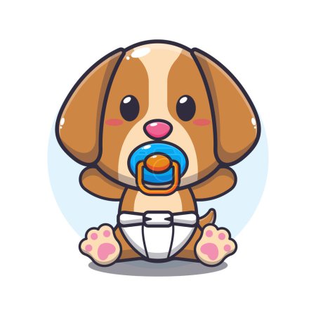 Ilustración de Lindo bebé perro ilustración vector de dibujos animados. - Imagen libre de derechos
