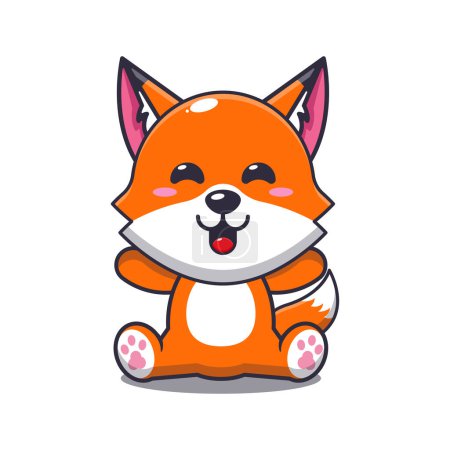 Illustration for Cute fox sitting cartoon vector illustration. - Royalty Free Image