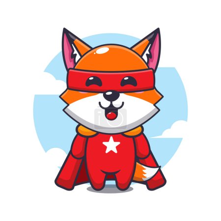 Illustration for Cute super fox cartoon vector illustration. - Royalty Free Image