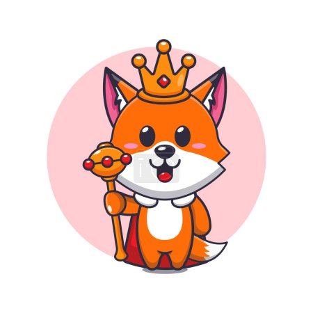 Illustration for Cute king fox cartoon vector illustration. - Royalty Free Image