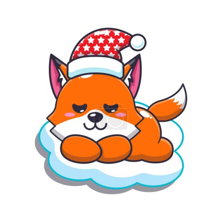 Illustration for Cute sleeping fox cartoon vector illustration. - Royalty Free Image