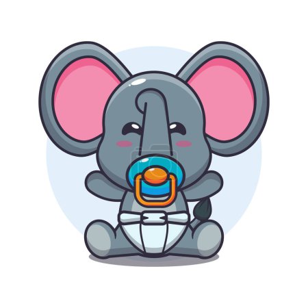 Téléchargez les illustrations : Illustration vectorielle de dessin animé bébé éléphant mignon. - en licence libre de droit