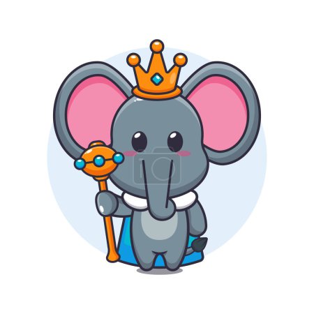 Téléchargez les illustrations : Mignon roi éléphant dessin animé vectoriel illustration. - en licence libre de droit