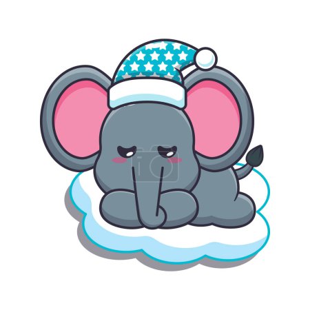Téléchargez les illustrations : Illustration vectorielle de dessin animé éléphant endormi mignon. - en licence libre de droit