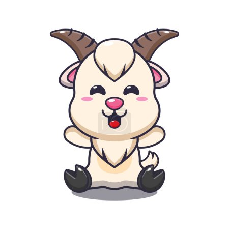 Illustration for Cute goat sitting cartoon vector illustration. Vector cartoon Illustration suitable for poster, brochure, web, mascot, sticker, logo and icon. - Royalty Free Image