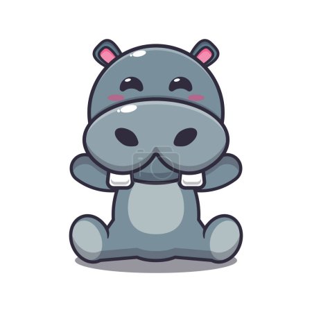 Illustration for Cute hippo sitting cartoon vector illustration. - Royalty Free Image
