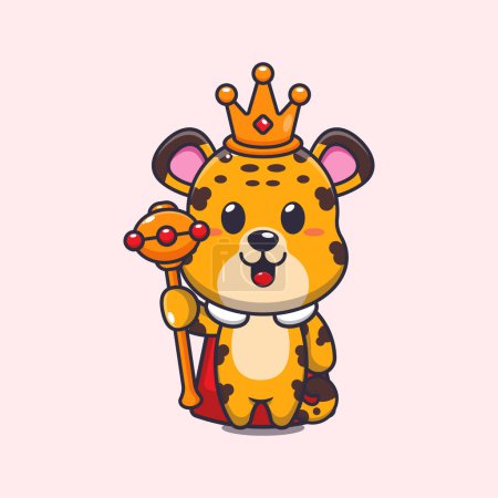 Téléchargez les illustrations : Illustration vectorielle de dessin animé roi léopard mignon. - en licence libre de droit