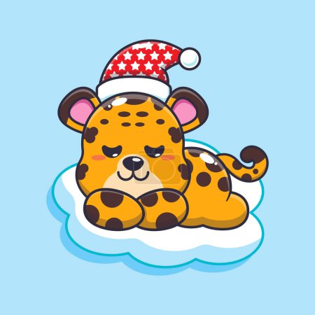 Illustration for Cute sleeping leopard cartoon vector illustration. - Royalty Free Image