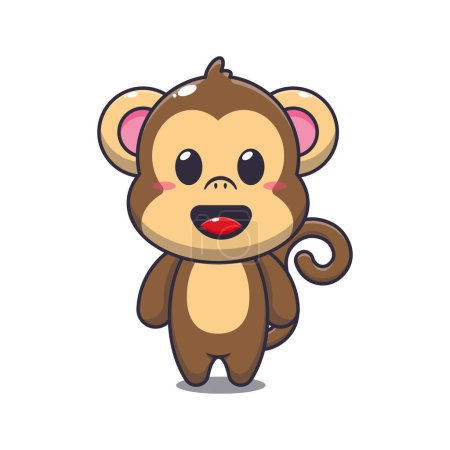 Téléchargez les illustrations : Illustration vectorielle de dessin animé de singe mignon
. - en licence libre de droit