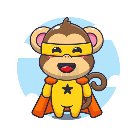 Téléchargez les illustrations : Illustration vectorielle de dessin animé super singe mignon. - en licence libre de droit