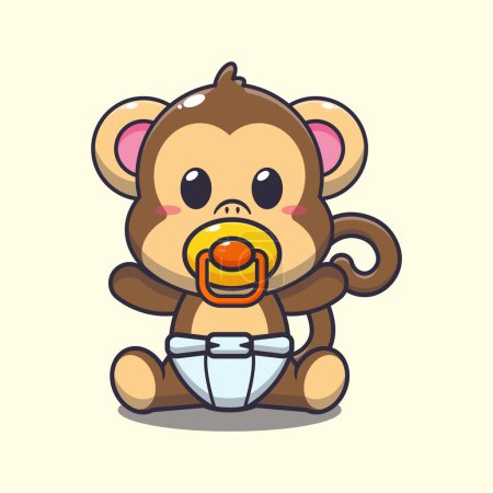 Illustration for Cute baby monkey cartoon vector illustration. - Royalty Free Image