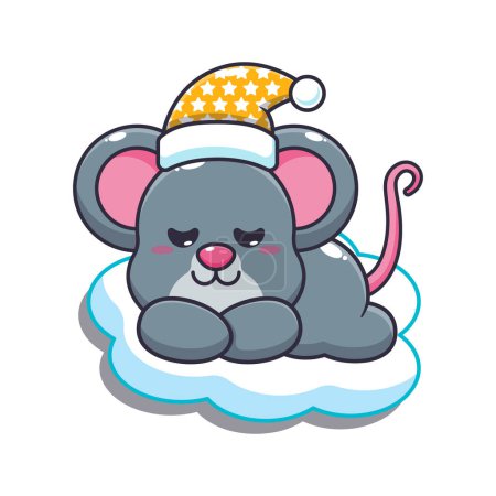 Illustration for Cute sleeping mouse cartoon vector illustration. - Royalty Free Image