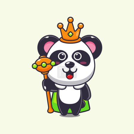 Ilustración de Lindo rey panda ilustración vector de dibujos animados. - Imagen libre de derechos