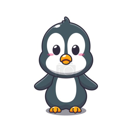 Téléchargez les illustrations : Illustration vectorielle de dessin animé pingouin mignon. - en licence libre de droit